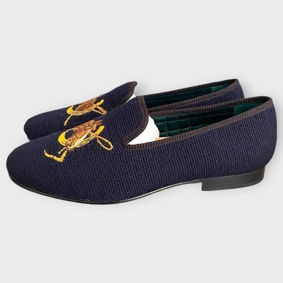 Polo Ralph Lauren Paxton Equestrian Needlepoint Slipper Loafer Mens size 12 New - Picture 3 of 12